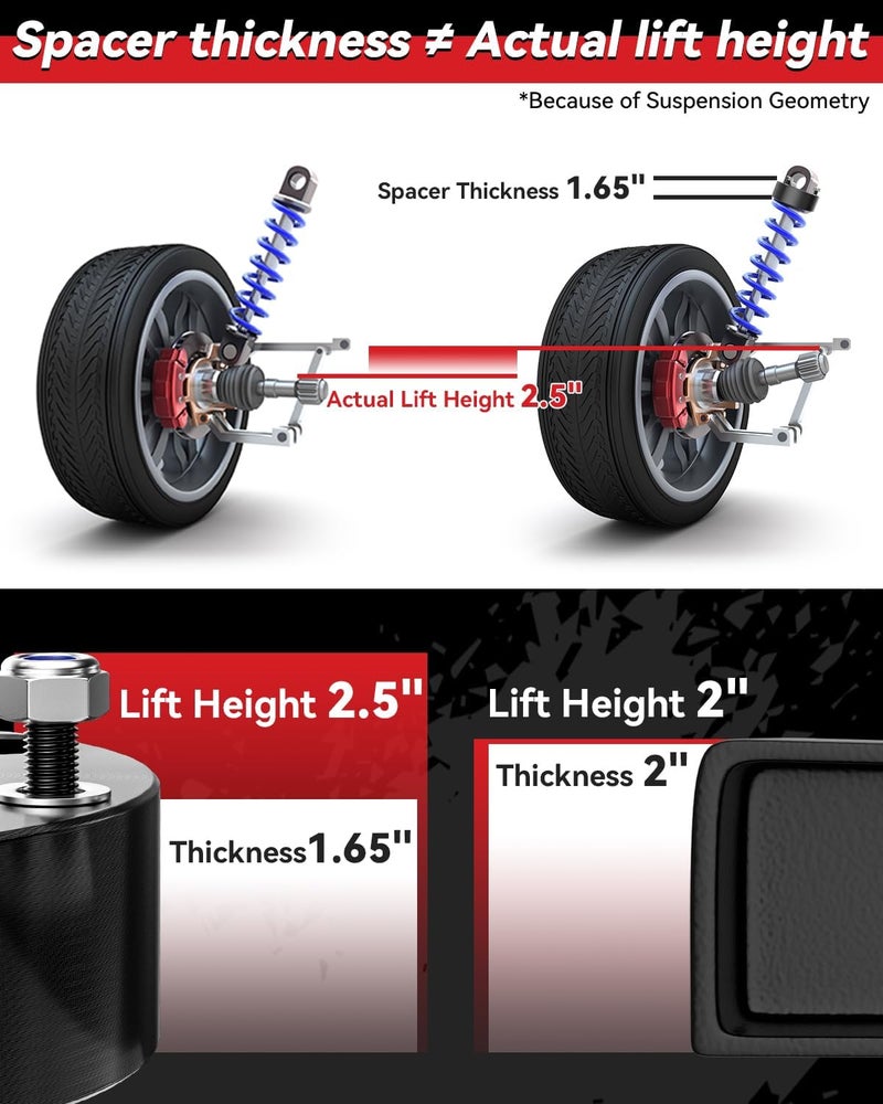 PROEZE 2.5" Front and 2" Rear Leveling Lift Kits for 2007-2023 Silverado Sierra 1500, 2.5inch Front Strut Spacers and 2inch Rear Lift Blocks with Extended U Bolts - Image 4